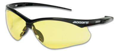 Jackson Safety SG Series Safety Glasses, Amber, Polycarbonate Lens, Black, 50003