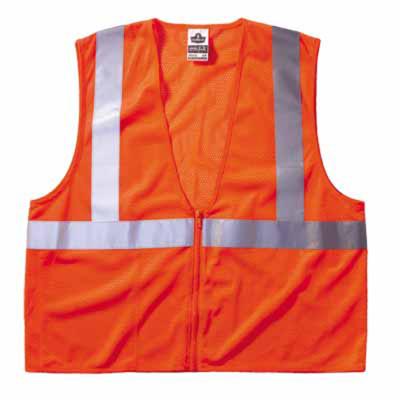 Ergodyne GloWear 8210Z Class 2 Economy Vests with Pocket, Zipper Closure, S/M, Orange, 21043