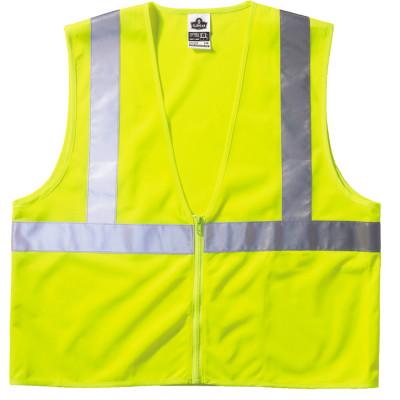 Ergodyne GloWear 8210Z Class 2 Economy Vests with Pocket, Zipper Closure, L/XL, Lime, 21055