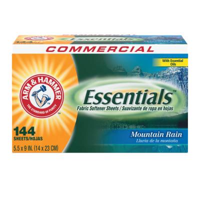 Church & Dwight Co. Essentials Dryer Sheets, Mountain Rain, 144 Sheets/Box, 3320000102