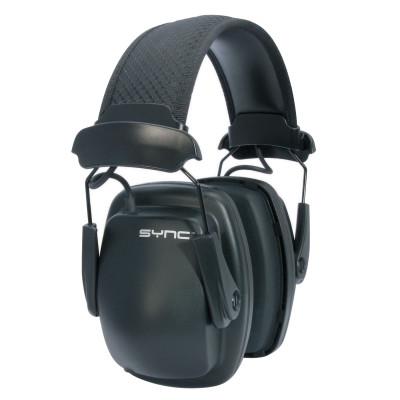 Honeywell Sync Stereo Earmuff, 25 dB NRR, Black, Over the Head, 1030110