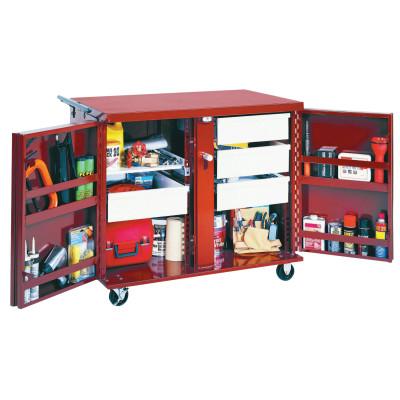 Apex Tool Group Rolling Work Benches, 43 7/8W x 26 7/8D x 40 1/2H, 2 Doors, 2 Drawers, 2 Shelves, 675996