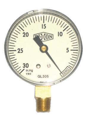 Dixon Valve Vacuum Gauges, 1/4 in NPT(M), Bottom Mount, GL105