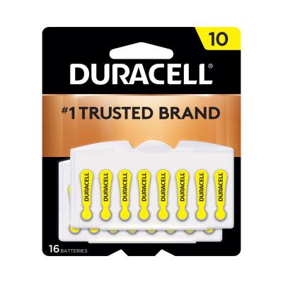 Duracell?? Button Cell Battery, Hearing Aid, #10, 16PK, DA10B16ZM10