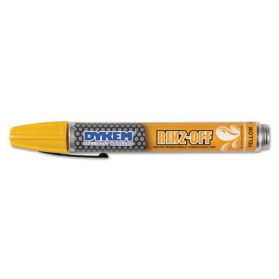 ITW Pro Brands RINZ OFF® Water Removable Temporary Marker, Yellow, Broad Threaded Cap, 44757