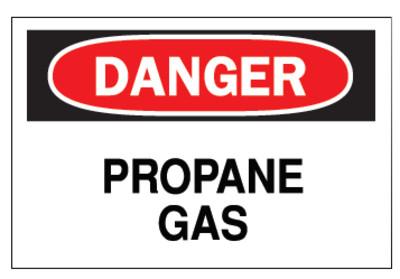 Brady Chemical & Hazardous Material Signs, Danger, Propane, White/Red/Black, 22341