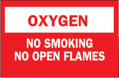 Brady® Chemical & Hazardous Material Signs, Oxygen/No Smkg/No Open Flames, Plstc,Rd/Wt, 25138