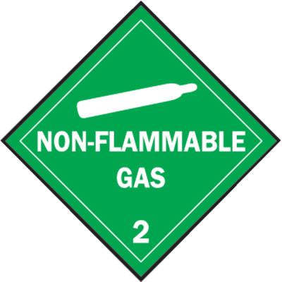 Brady® Vehicle Placards, Non-Flammable Gas, Green Background/White Text, 63407