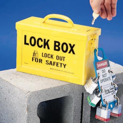 Brady® Lock Box, 10 in L x 6 in H x 4 in W, Yellow, 65672