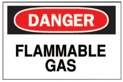 Brady® Chemical & Hazardous Material Signs, Danger/Flammable Gas, White/Red/Black, 72230