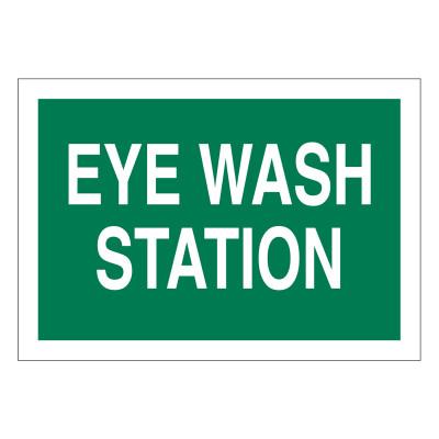 Brady® Eye Wash Station Signs, White on Green, 72722