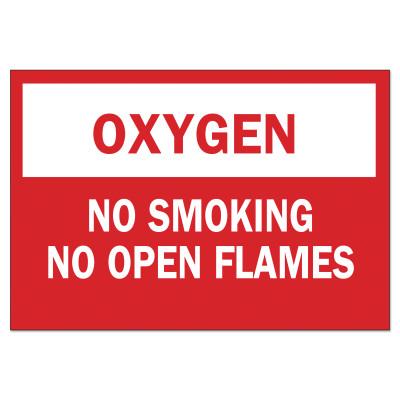 Brady® Chemical and Hazardous Material Signs, Oxygen/No Smoking No Open Flames, 73418