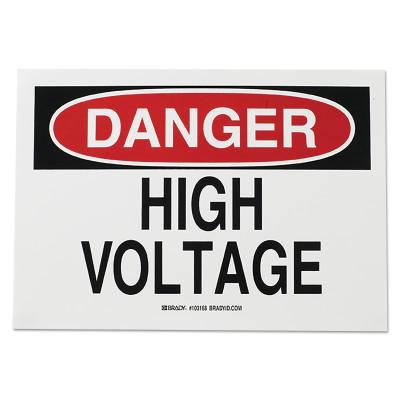 Brady® Health & Safety Signs, Danger - High Voltage, 7X10 Polyester Sticker, 84876