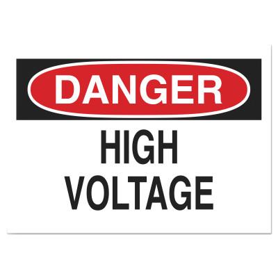 Brady® Health & Safety Signs, Danger - High Voltage, 10X14 Polyester Sticker, 84877