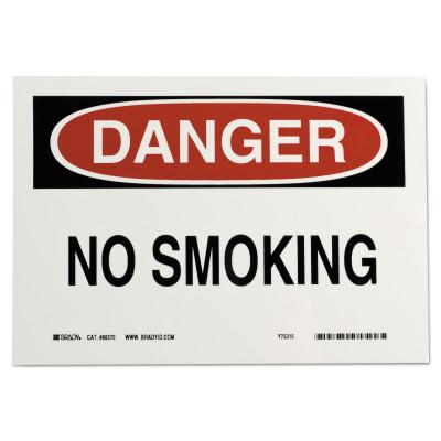 Brady® Health & Safety Signs, Danger - No Smoking, 7X10 Polyester Sticker, 88370