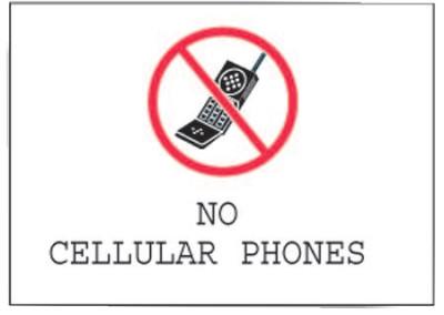 Brady® Phone Signs, No Cellular Phones, White/Red/Black, 95503