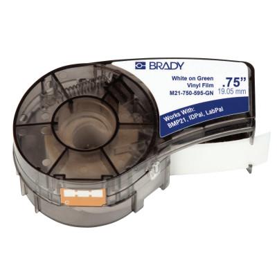 Brady® BMP21 Mobile Printer, ID PAL & LABPAL Label Printer Label, 21 ft L x 3/4 in W, White on Green, 142808