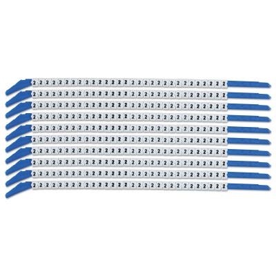 Brady® Clip Sleeve Wire Markers, 0.2 in x 2.8 in, "2", Black on White, SCN13-2