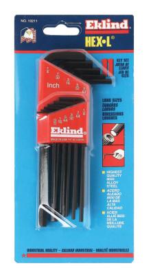 Eklind® Tool Hex-L Key Set, 11 per holder, Hex Tip, Inch, Long Arm, 10211