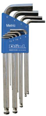 Eklind® Tool Ball-Hex-L Key Sets, 9 per set, Hex Ball Tip, Metric, Bright Finish, 13709