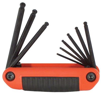 Eklind® Tool Ergo-Fold Hex Key Sets, 9 per set, Ball Hex Tip, Inch, 25919