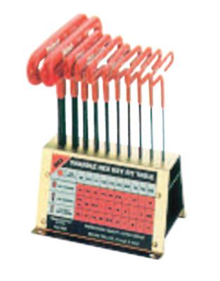 Eklind® Tool Cushion Grip Hex T-Key Sets, 10 per stand, Hex Tip, Inch, 9 in Handle, 50190