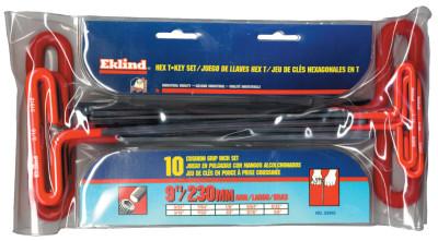 Eklind® Tool Cushion Grip Hex T-Key Sets, 10 per pouch, Hex Tip, Inch, 9 in Handle, 53910