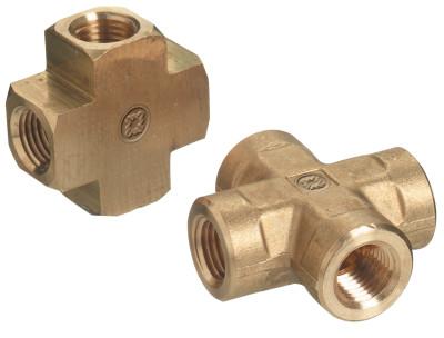 Western Enterprises Pipe Thread Crosses, Connector, 1,000 PSIG, Brass, 1/4 in (NPT), BCR-4LP