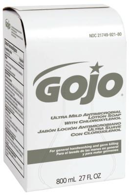 Gojo® Ultra Mild Antimicrobial Lotion Soaps w/Chloroxylenol, Lemon, Bag-in-Box, 800 mL, 9212-12