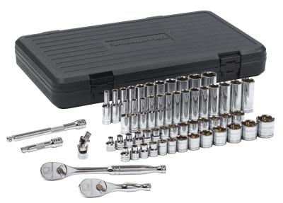 Apex Tool Group 57 Piece 3/8 in Drive SAE/Metric Socket Set, 6 Point, 80550