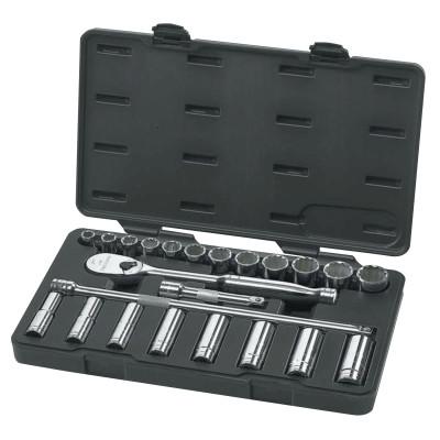 Apex Tool Group 23 Piece Surface Drive Socket Sets With 84 Tooth Ratchet, 1/2 in, SAE, 80707