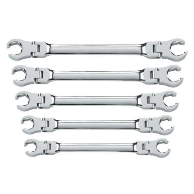 Apex Tool Group 5 Piece Flex Flare Nut Wrench Set, SAE, Polished Chrome, 81910