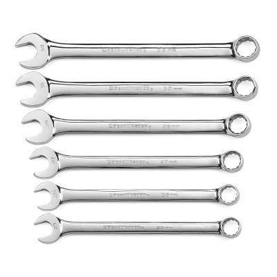 Apex Tool Group Long Pattern Combination Metric Wrench Sets, 12 Points, Metric, Chrome, 6 Pc., 81922