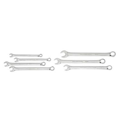 Apex Tool Group Long Pattern Combination Metric Wrench Sets, 12 Points, SAE, Chrome, 7 Pc., 81933