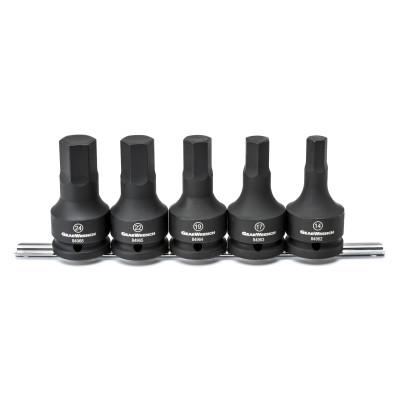 Apex Tool Group 5 Pc. Hex Bit Impact SAE Socket Sets, 3/4 in Dr, Hex, 84968