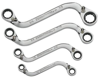Apex Tool Group 4 Pc. "S-Shaped" Reversible Double Box Ratcheting Wrench Sets, Inch, 85399