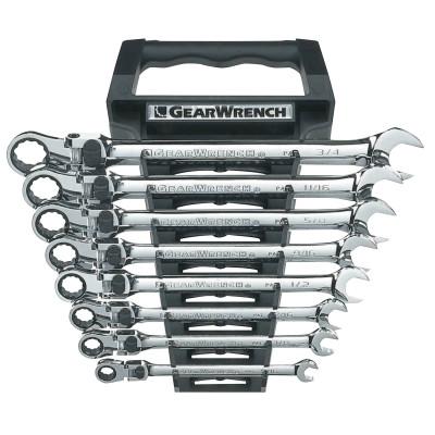 Apex Tool Group 8 Pc XL Locking Flex Combination Ratcheting Wrench Sets, 12 Point, SAE, 85798