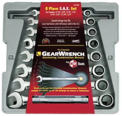Apex Tool Group 8 Pc. Combination Ratcheting Wrench Sets, Inch, 9308D