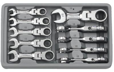 Apex Tool Group 10 Pc. Stubby Flex Combination Ratcheting Wrench Sets, Metric, 9550
