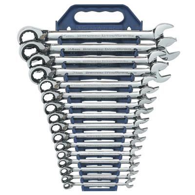 Apex Tool Group 16 Pc Reversible Combination Ratcheting Wrench Sets, 12 Point, Metric, 9602N