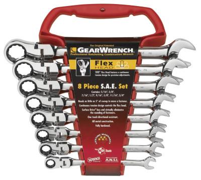Apex Tool Group 8 Pc. Flexible Combination Ratcheting Wrench Sets, Inch, 9701