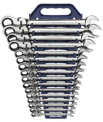 Apex Tool Group 16 Pc. Flexible Combination Ratcheting Wrench Sets, Metric, 9902D