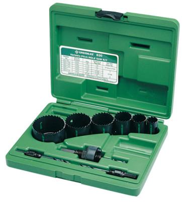 Greenlee® Bi-Metal Hole Saw Kits, 9-Piece, 7/8 in-2 1/2 in Cut Diam., 830