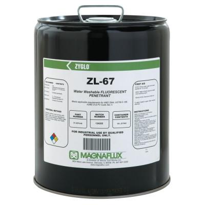Magnaflux Zyglo ZL-67 Water Washable Fluorescent Penetrants, Liquid, Pail, 5 gal, 01-3274-40