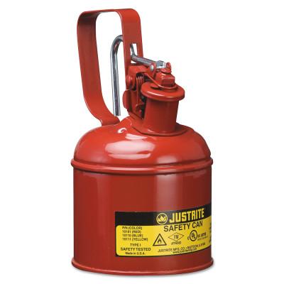 Justrite Type l Steel Safety Can, Flammables, 1 qt, Red, 10101