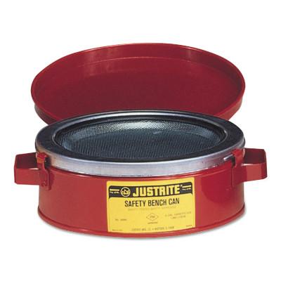 Justrite Bench Cans, Hazardous Liquid Cleaning Can, 1 qt, Red, 10175