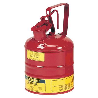 Justrite Type l Steel Safety Can, Flammables, 1 gal, Red, Trigger Handle, 10301