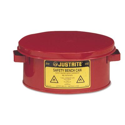 Justrite Bench Cans, Hazardous Liquid Cleaning Can, 1 gal, Red, 10375