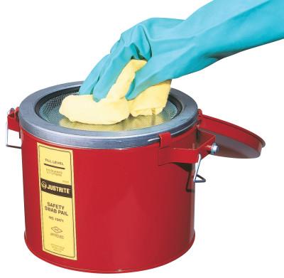 Justrite Swab Pails, Hazardous Liquid Cleaning Can, 6 qt, Red, 10471