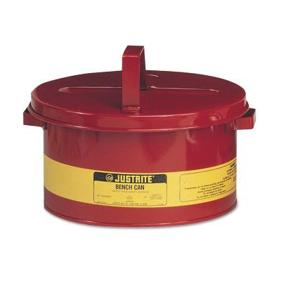 Justrite Bench Cans, Hazardous Liquid Cleaning Can, 2 gal, Red, 10575